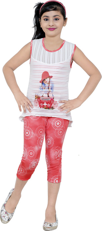 nukids Girls Party(Festive) Top Capri(Multicolor)