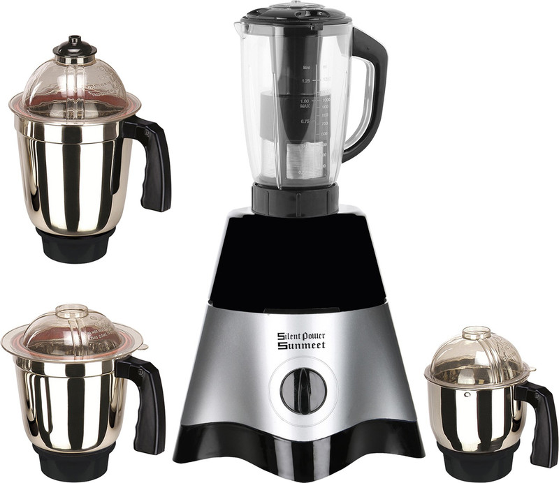 SilentPowerSunmeet Star BlackSilver4jar600W 600 W Mixer Grinder(Silver, Black, 4 Jars)