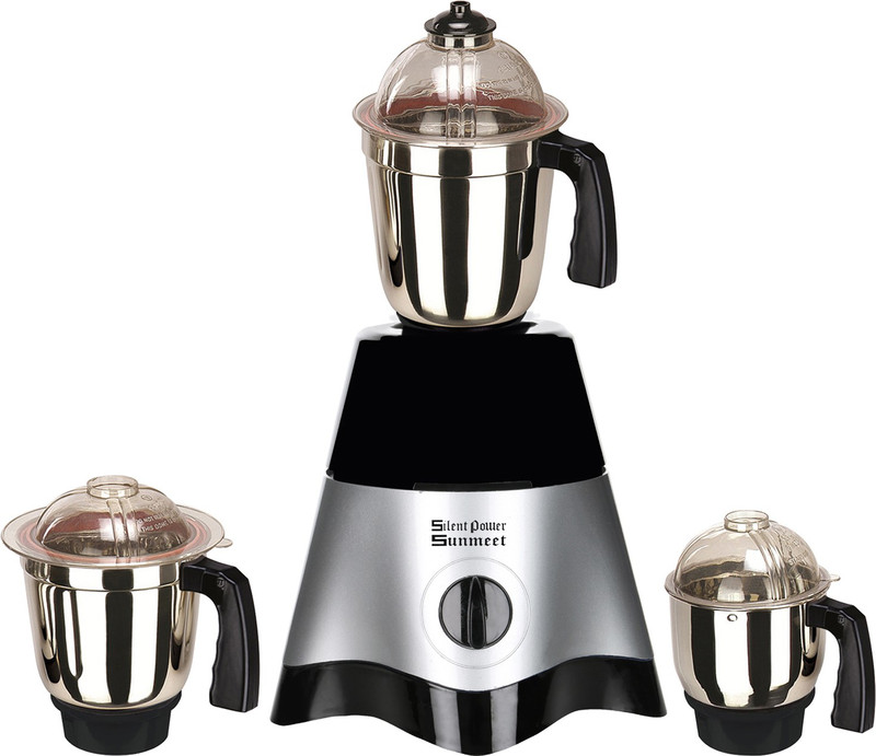 SilentPowerSunmeet Star BlackSilver3jar600W 600 W Mixer Grinder(Silver, Black, 3 Jars)