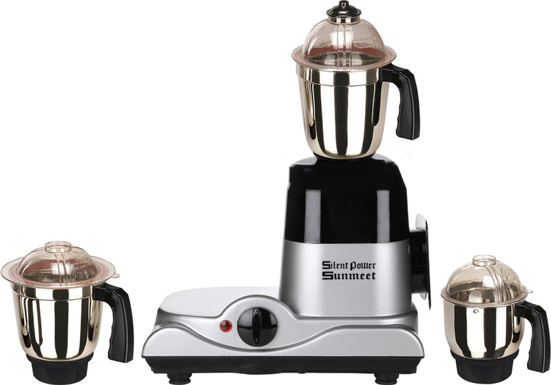 SilentPowerSunmeet Baba MetallicBS3jar1000W 1000 W Mixer Grinder(Silver, Black, 3 Jars)