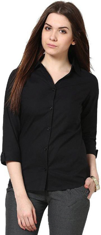 cheek glow Women Solid Formal Black Shirt