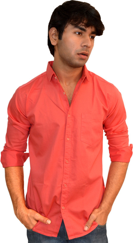 jigarzee Men Solid Casual Pink Shirt