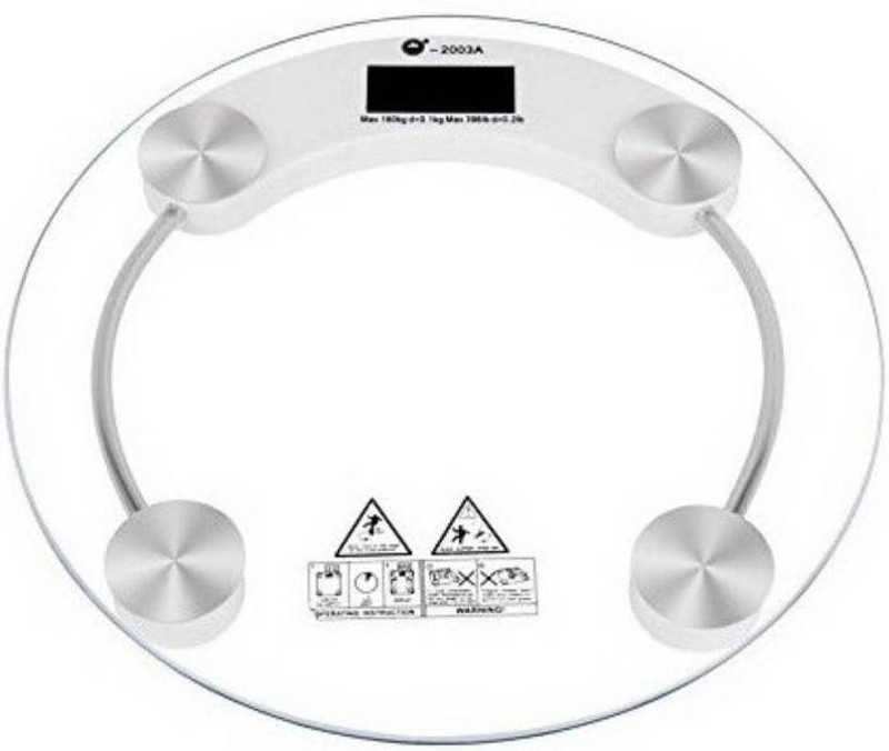 GADGET TREE Personal Health Human Body Digital Weight Machine 8mm Round Transparent Glass Weighing Scale(White)
