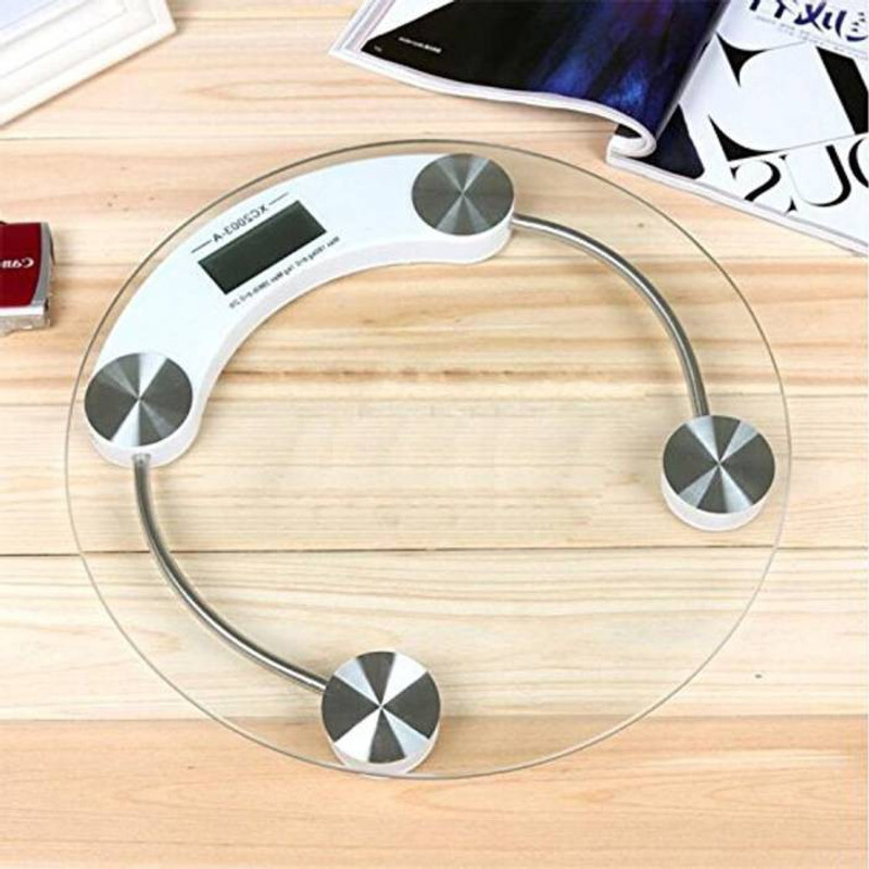 Technopedia  Personal Health Human Body Digital Weight Machine 8mm Round Transparent Glass Weighing Scale   Weighing Scale(White)