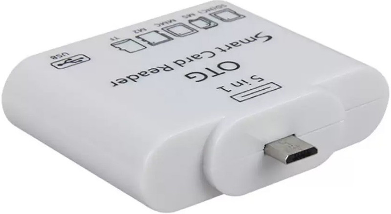 Statusbright Micro USB OTG Smart Card Reader Adapter for SD MS MMC M2 TF Card Connection Kit 5 in 1 High Speed Card Reader(White)