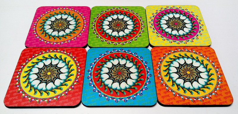 shobhamit innovatives Square Medium Density Fibreboard Coaster Set(Pack of 6)
