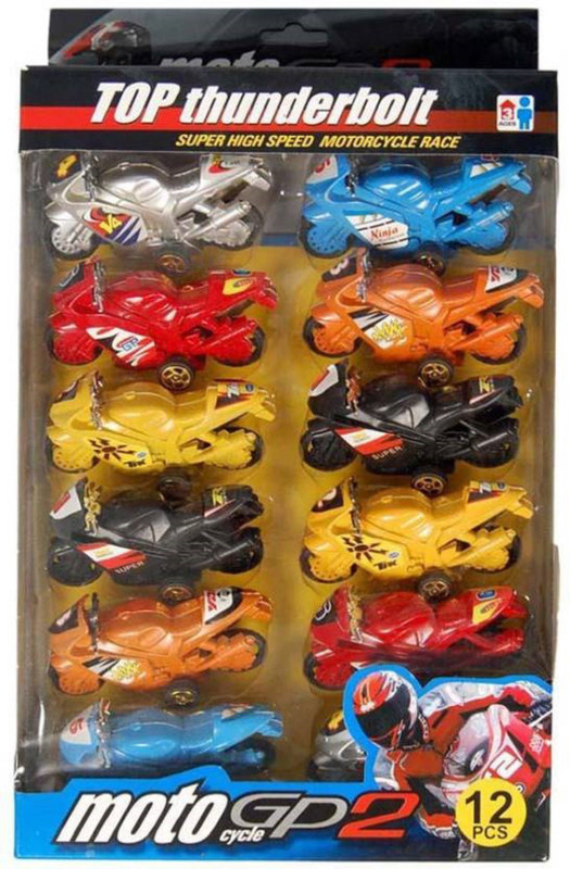 nvcollections 12 Pics Super High Speed Pull Back Friction Bike Set(Multicolor)