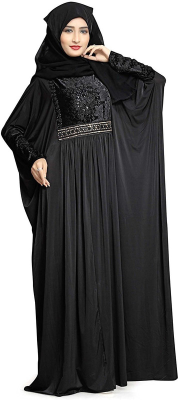 justkartit JK4580 Lycra Blend Burqa With Hijab(Black)