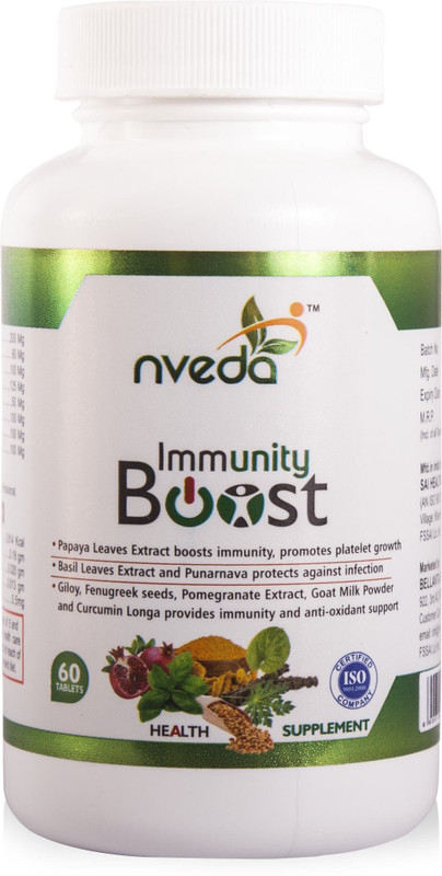 nveda Immunity Boost with Papaya Leaves extract, Basil Leaves Extract, Giloy, Purnarva etc(60 No)