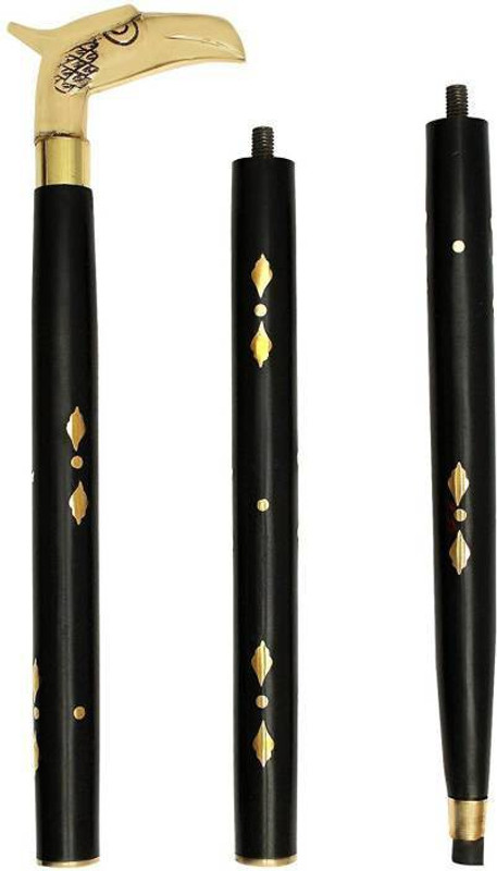 nandinikunj Handmade Wooden Folding Walking Stick With Brass Handle -36 inches Stick Walking Stick