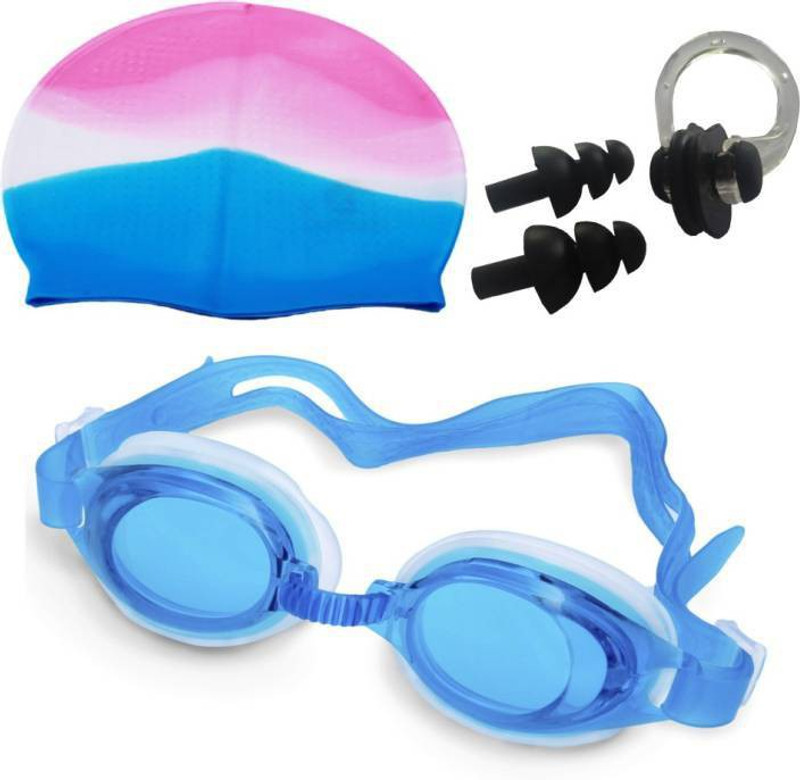 Woody Pro Swimming Cap + Nose Clip & Ear Plug Set for Swimming and Water Sports Swimming Kit Swimming Kit