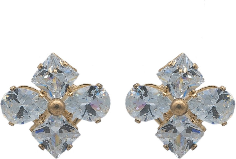 kiyara Kiyara Accessories fashion jewellery Floral Princess & Pear Cut Studs for women and girls Cubic Zirconia, Swarovski Zirconia, White Zircon Alloy Stud Earring