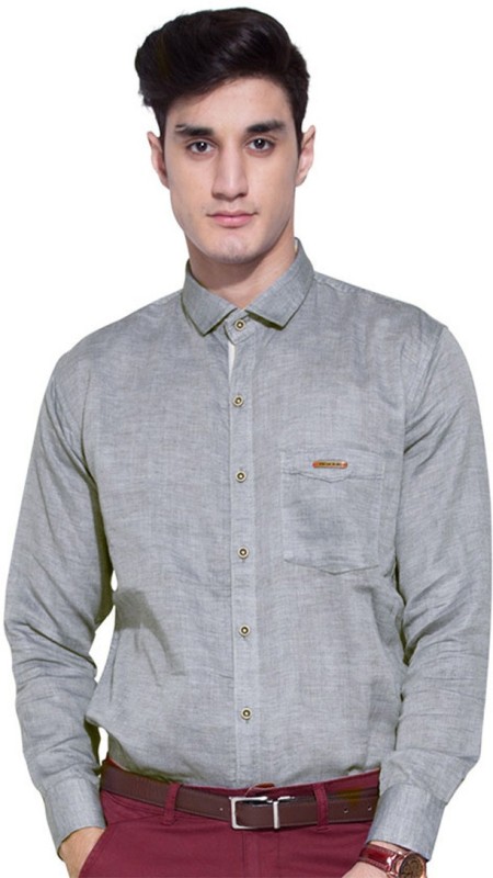 Go India Store Men Solid Casual Grey Shirt