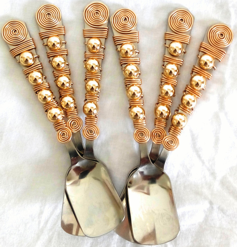 jewelkraft designs GOLD PEARL Stainless Steel Ice-cream Spoon Set(Pack of 6)