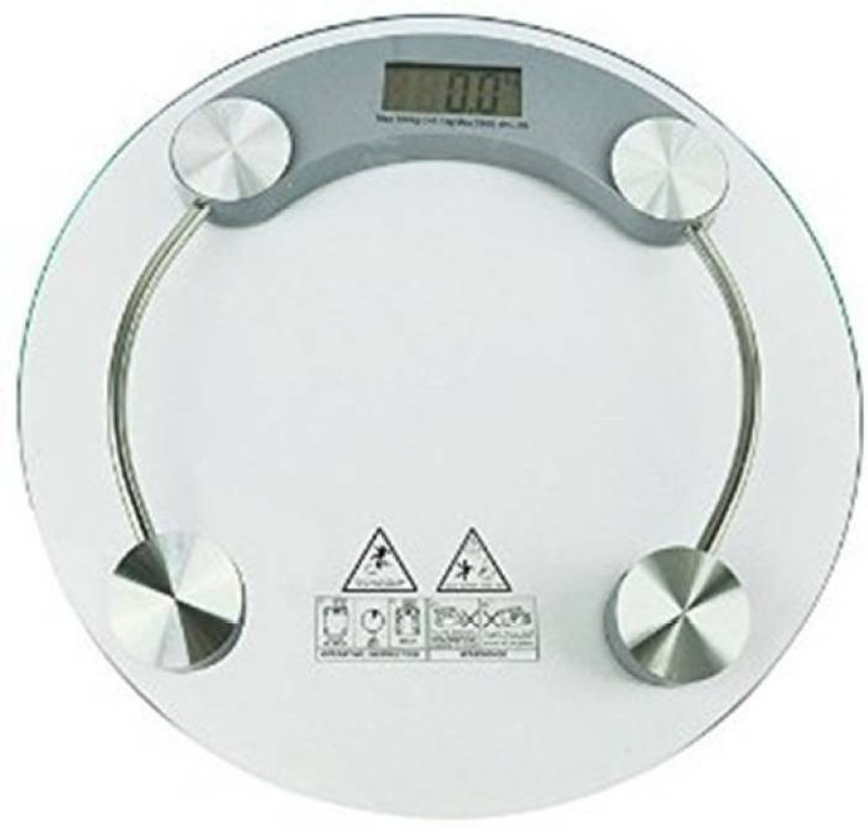 Emmquor Digital Thick Glass Body Round Weighing Scale(Silver)
