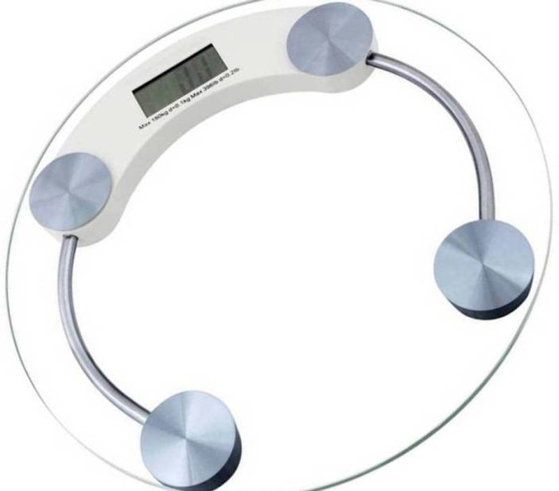 Emmquor Health Human Body Digital Weight Machine 8mm Round Transparent Glass Weighing Scale(Silver)