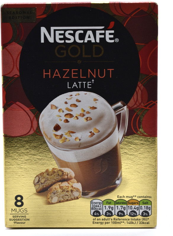Nescafe Gold Hazelnut Latte, 8 Mugs - 156g (8x19.5g) Instant Coffee(156 g)