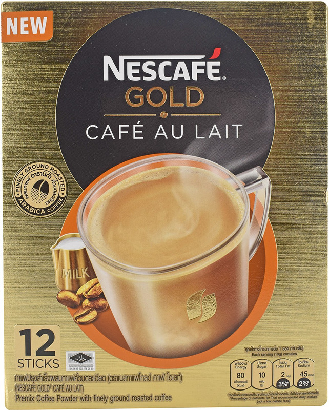 Nescafe Gold Cafe Au Lait Premix Coffee, 12 Sticks - 228g (12x19g) Instant Coffee(228 g)