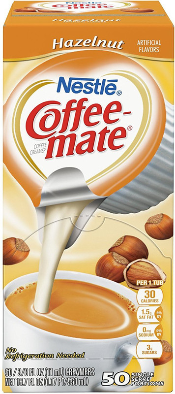 Nestle Coffee-mate Coffee Creamer, Hazelnut, 0.375oz liquid creamer singles, 50 count - 550ml (18.7oz) Instant Coffee(550 g)