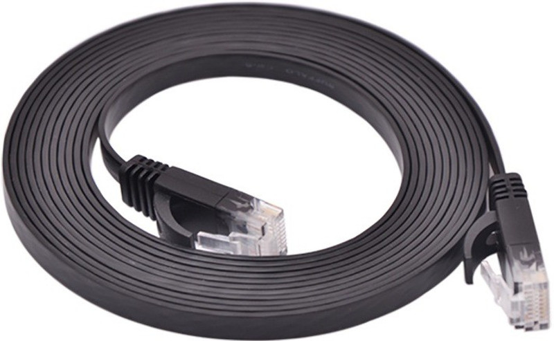 Adnet Flat Patch cord CAT5 network cable 2 mtr 2 m Patch Cable(Compatible with Computer, Laptop, Black, One Cable)