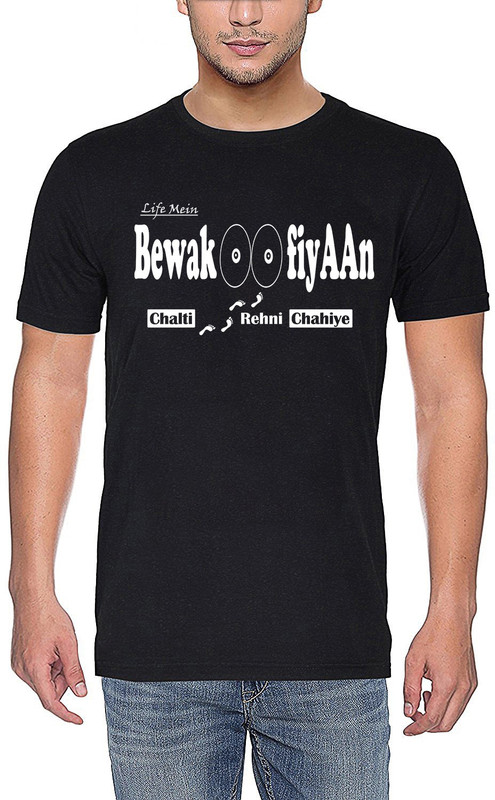 mebadass Printed Men Round or Crew Black T-Shirt