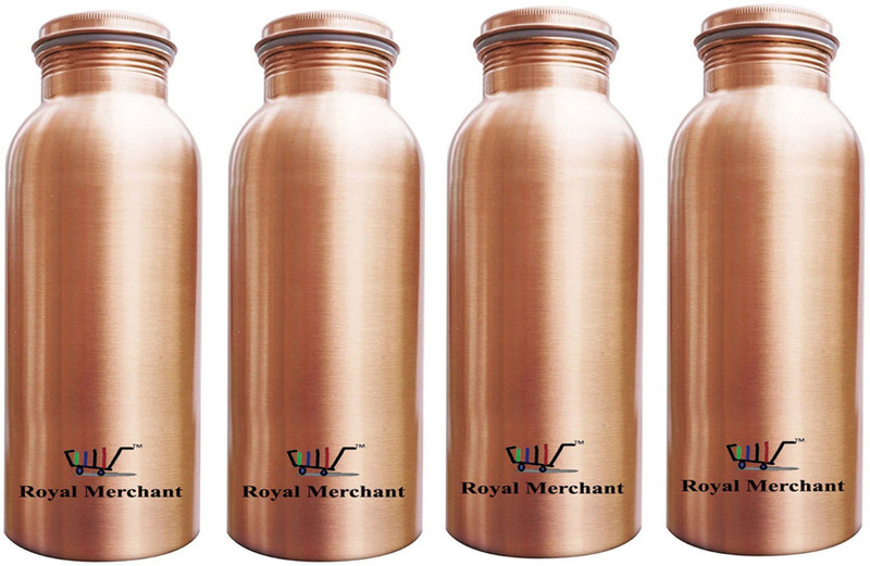 Royal Merchant Mini 100% pure copper bottle (set of 4) for school,home,travel,gym,yoga with ayurvedic health benefits 700 ml Bottle(Pack of 4, Brown)