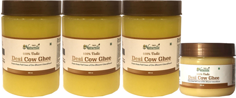 Farm Naturelle 3 Bottles x 600 Ml & 1 Bottle x 300 ML 100% Pure Desi Cow Ghee from A2 Milk 2100 ML Package Ghee 2100 ml Plastic Bottle(Pack of 4) Farm Naturelle 3 Bottles x 600 Ml & 1 Bottle x 300 ML 100% Pure Desi Cow Ghee from A2 Milk 2100 ML Package Ghee 2100 ml Plastic Bottle(Pack of 4)