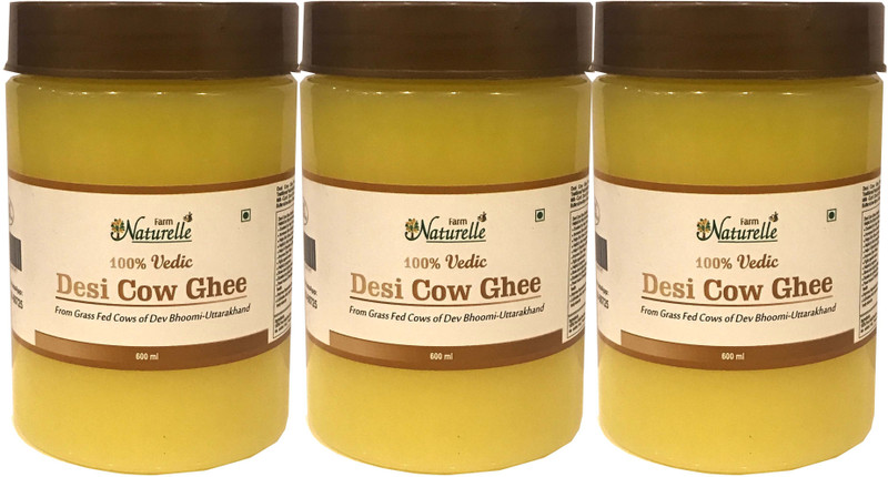 Farm Naturelle 3 Bottles x 600 Ml 100% Pure Desi Cow Ghee from A2 Milk Ghee 1800 ml Plastic Bottle(Pack of 3) Farm Naturelle 3 Bottles x 600 Ml 100% Pure Desi Cow Ghee from A2 Milk Ghee 1800 ml Plastic Bottle(Pack of 3)