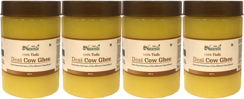 Farm Naturelle 4 Bottles x 600 Ml 100% Pure Desi Cow Ghee from A2 Milk 2400 Ml Package Ghee 2400 ml Plastic Bottle(Pack of 4) Farm Naturelle 4 Bottles x 600 Ml 100% Pure Desi Cow Ghee from A2 Milk 2400 Ml Package Ghee 2400 ml Plastic Bottle(Pack of 4)