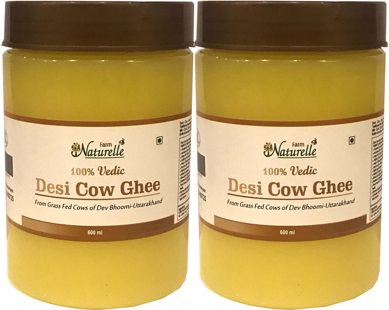 Farm Naturelle 2 Bottles x 600 Ml 100% Pure Desi Cow Ghee from A2 Milk Ghee 1200 ml Plastic Bottle(Pack of 2) Farm Naturelle 2 Bottles x 600 Ml 100% Pure Desi Cow Ghee from A2 Milk Ghee 1200 ml Plastic Bottle(Pack of 2)