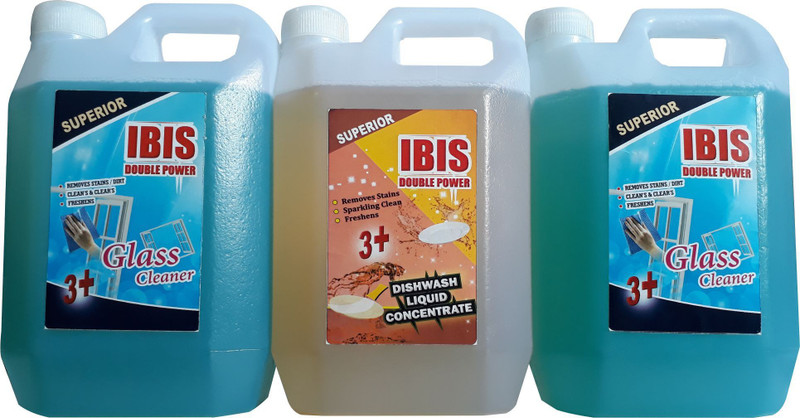 ibis 2 LTR DISINFECTANT GLASS CLEANER & 1 LTR DISHWASH LIQUID CONCENTRATE(3000 ml)