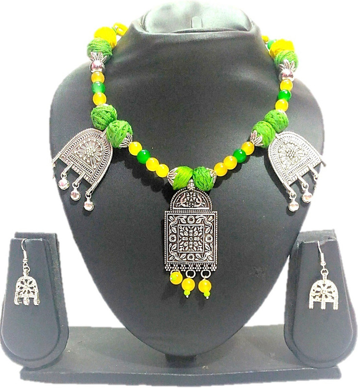 ladies first Oxidised Silver Jewel Set(Multicolor)