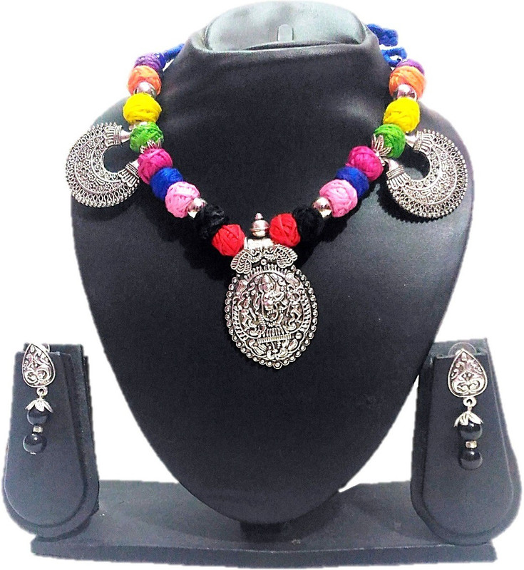 ladies first Oxidised Silver Jewel Set(Multicolor)