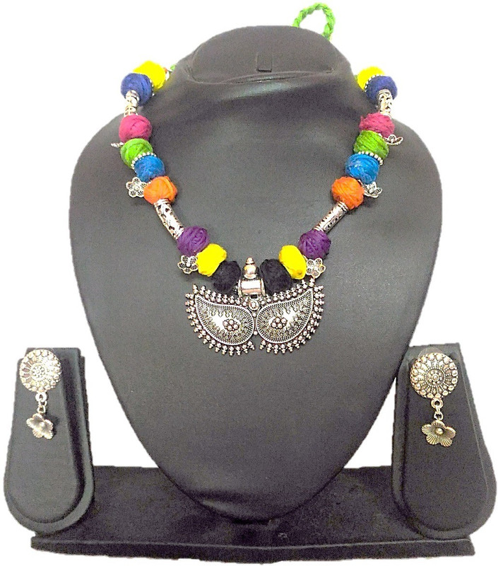 ladies first Oxidised Silver Jewel Set(Multicolor)
