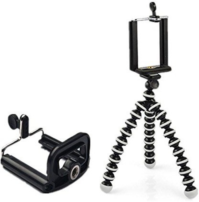 Die Hard Gorilla Tripod 6(inch) Fully Flexible Foldable Octopus Mini Tripod Stand (7 Inch Height) for Smartphone & Action Cameras (Black & White) Monopod Kit(Black & White, Supports Up to 1 g)