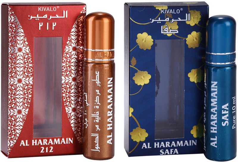 Kivalo Haramain Pure Original 212 & Safa Fragrance Roll On Attar Combo Pack of 2 x 10 ml For Women Floral Attar(Musk)