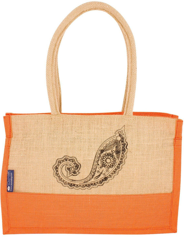 Promise Bags Multipurpose Jute Lunch Bag/Handbag/Tote Bag For Office Executive Men/Women/Girls/Unisex/Adult Multipurpose Bag(Orange, 14 inch)
