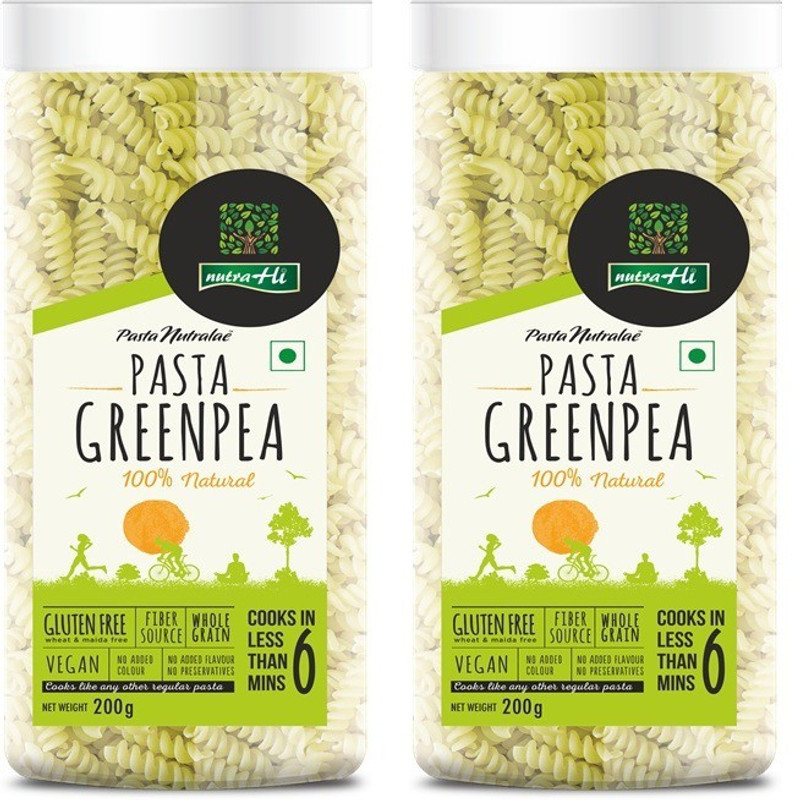 NutraHi Green Pea Gluten Free Fusilli Pasta(Pack of 2, 400 g)