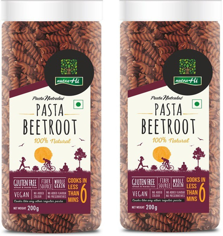 NutraHi Beetroot Gluten free Pasta Pack of 2 - 200g Each Fusilli Pasta(400 g)
