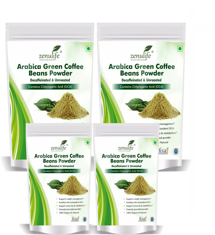 zenulife Organic Green Coffee beans Powder for Weight Management 100 GM Pack of 4 Instant Coffee(4 x 25 g)