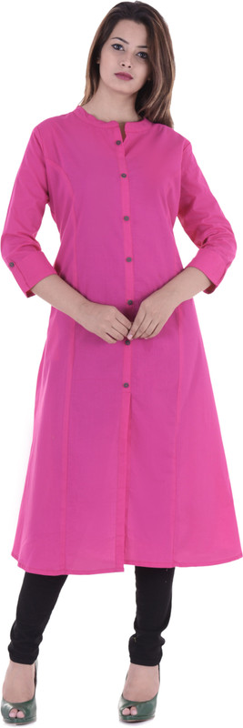 suvasini Casual Solid Women Kurti(Pink)
