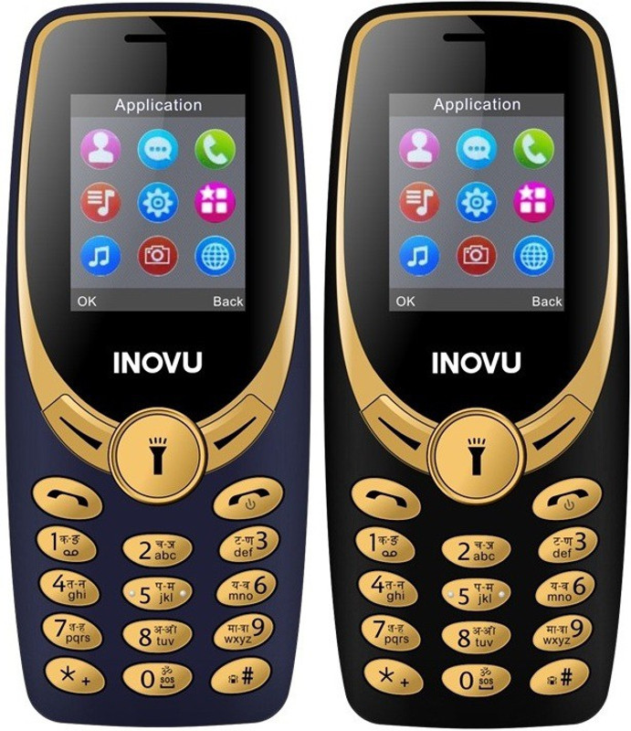 Inovu A1s Combo of Two Mobiles(Gold, Black, Gold & Blue)