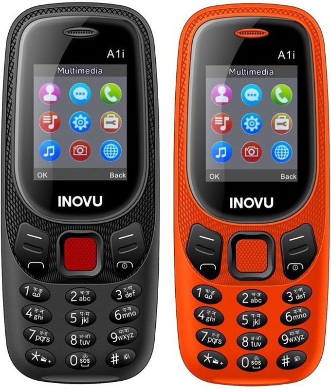 Inovu A1i Combo of Two Mobiles(Black & Orange)