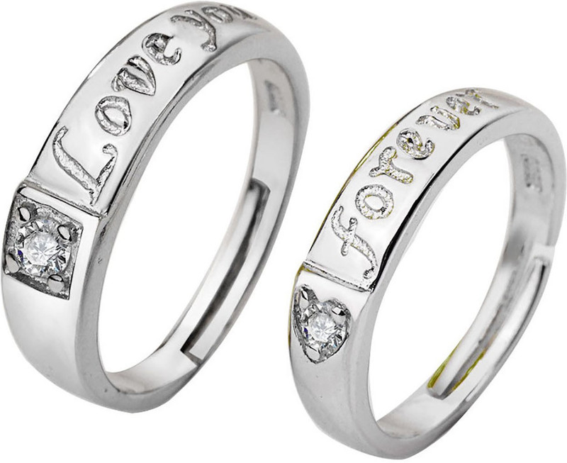 osw jewel Love Forever engraved fashion simple zircon diamond wedding proposal men and women adjustable ring Alloy Ring