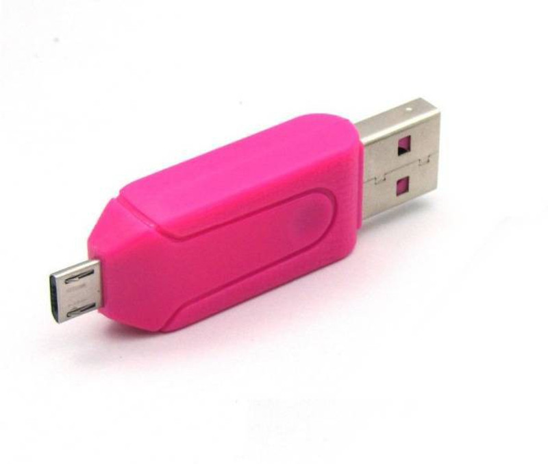 OLECTRA USB 2.0 + Micro USB OTG SD T-Flash Adapter for Cell Phones PC Card Reader (Pink) Card Reader(Pink)