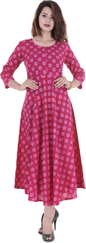 K KESARIYA Casual Printed Women Kurti(Pink)