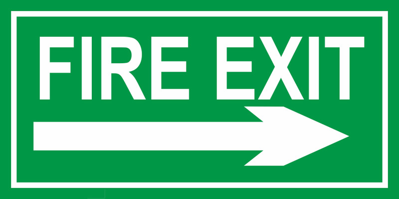 safety world Fire Exit- Right Side Direction Emergency Sign(Reflective Sign)