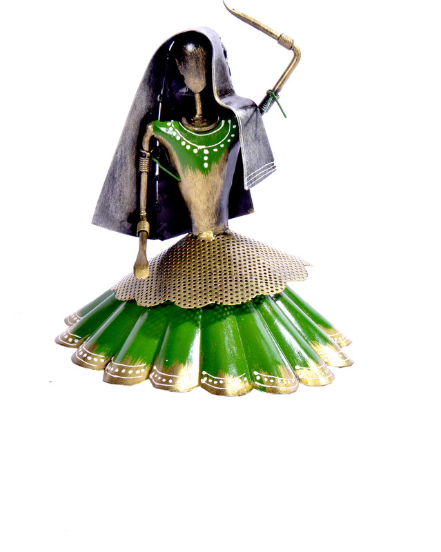 decopas RAJASTHANI WOMEN DANCING SCULPTURE SHOWPIECE Decorative Showpiece  -  22.86 cm(Iron, Multicolor)