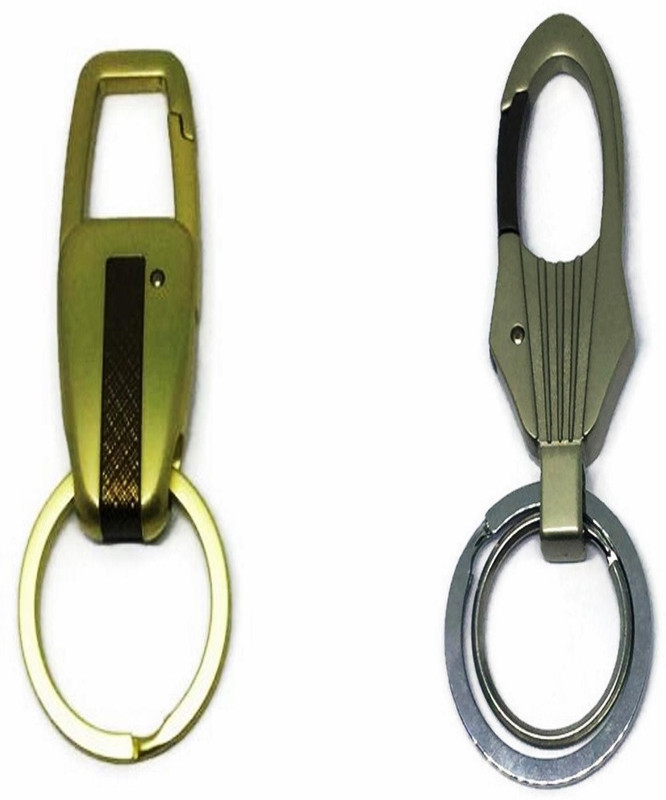 antras creations Imported Brand Combo of Two Keychain (Silver & Golden) for Cars/Bikes/Homes/Office Locking Key Chain(Silver)