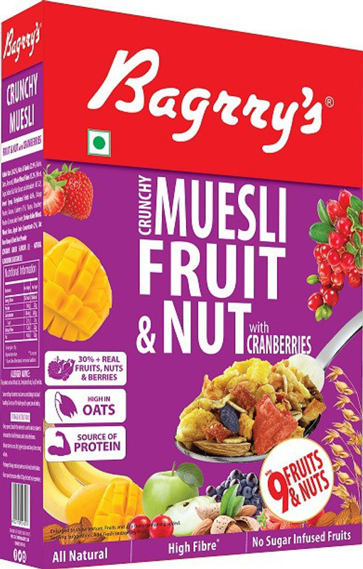 Bagrry's Crunchy Muesli Fruit & Nut with cranberries(400 g, Box)